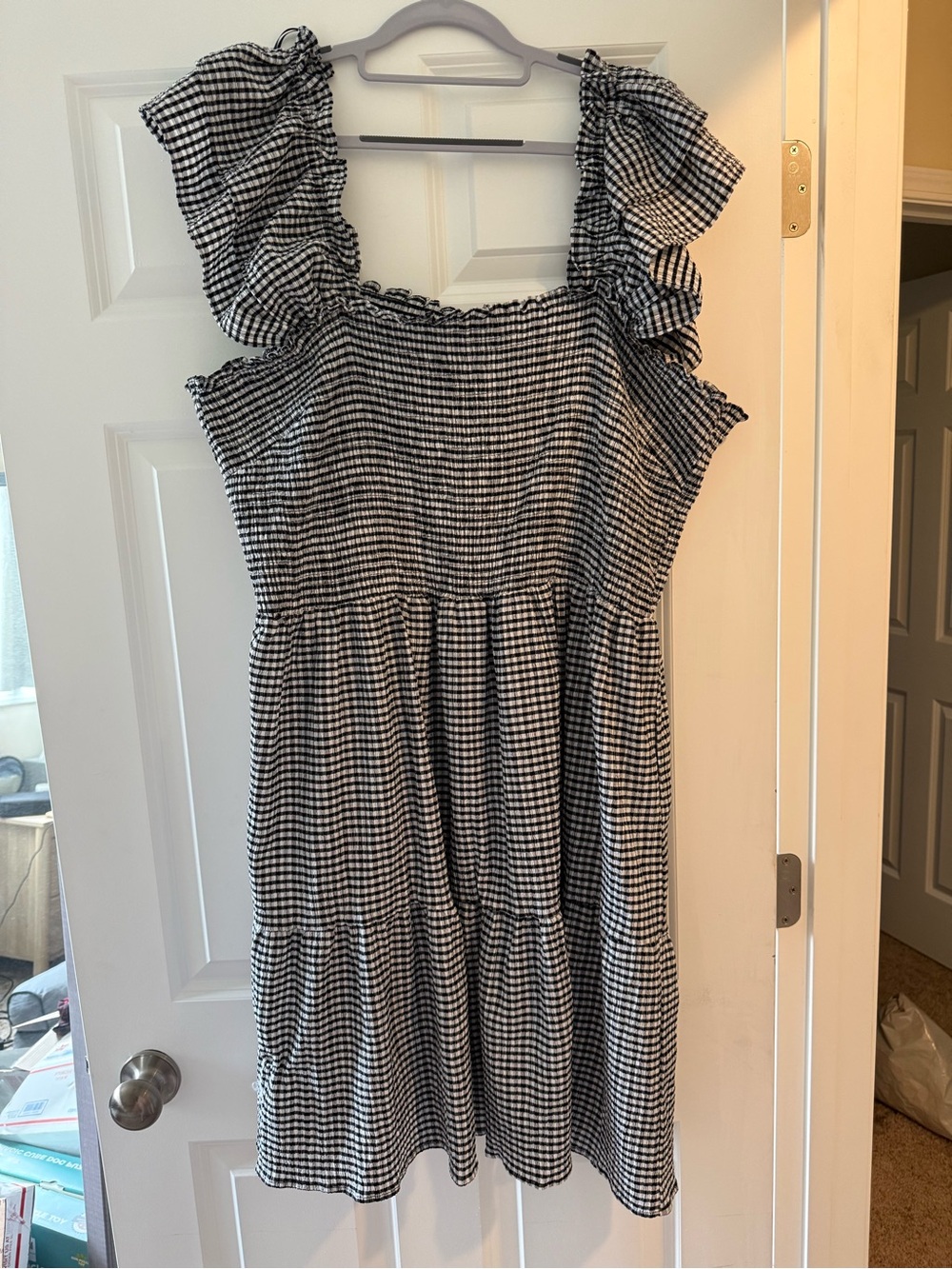 Grace + Karma Women’s Gingham Ruffle-Shoulder Dress